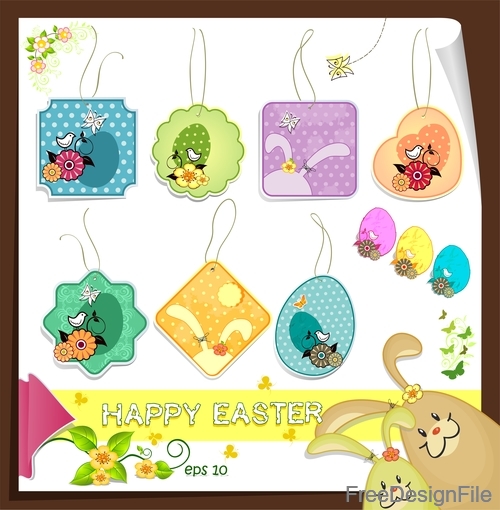 Easter tags cute design vector