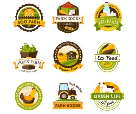 Eco farm labels vector design