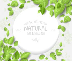 Eco style frame with gree leaves vector
