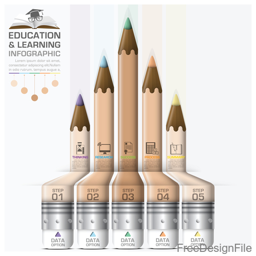 Education with learning infographic template vector 02