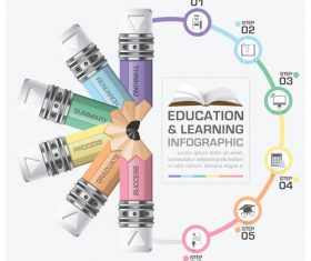 Education with learning infographic template vector 03