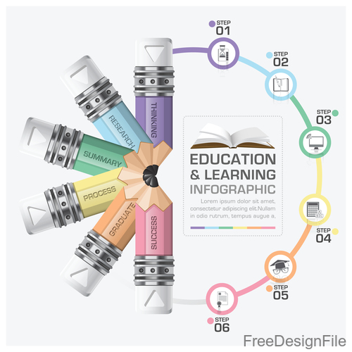 Education with learning infographic template vector 03