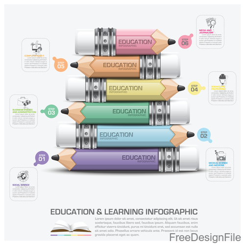 Education with learning infographic template vector 04