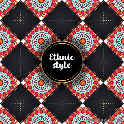 Ethnic styles vector seamless pattern design 01