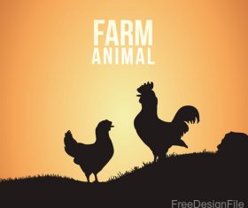 Farm chicken illustration vector