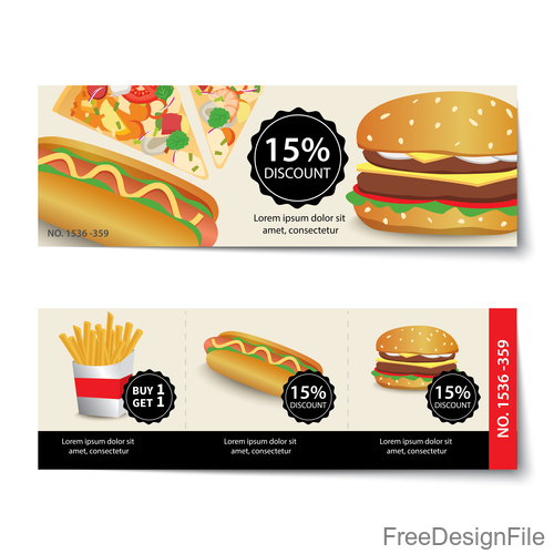 Fast food discount coupon vector