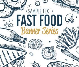 Fast food vertical banners vintage vector 02