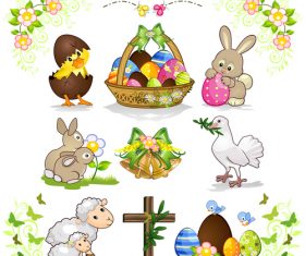 Felice pasqua design vector set