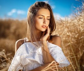Female model with light makeup Stock Photo