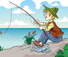 Fisherman cartoon character vector