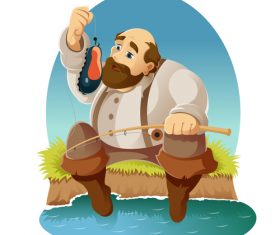 Fishing cartoon funny vector design 02