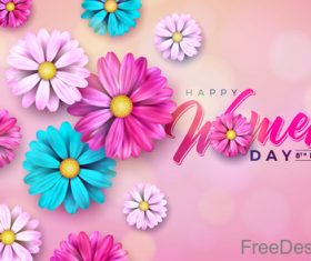Flower with Woman Day card vectors 01
