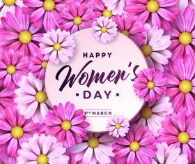 Flower with Woman Day card vectors 02