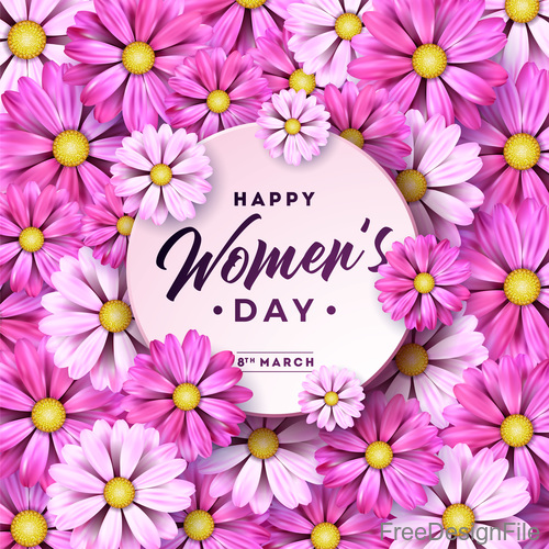 Flower with Woman Day card vectors 02