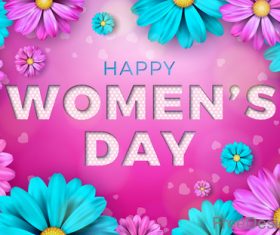 Flower with Woman Day card vectors 03