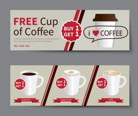 Free cup of coffee coupon vector