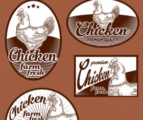 Fresh farm chicken stickers vector material