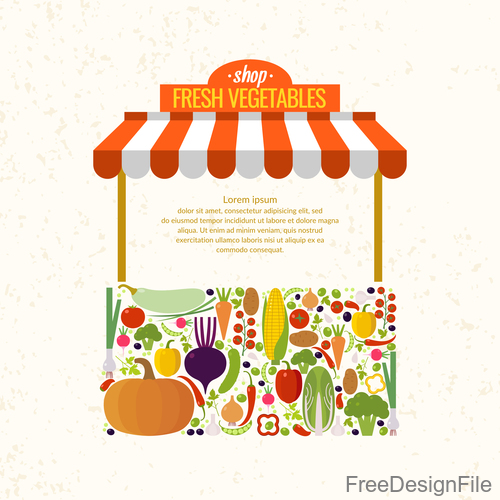 Fresh vegetable shop design vector