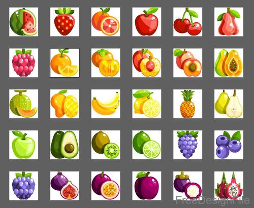 Fruits flat icons