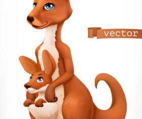 Funny Kangaroo 3d cartoon vector