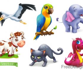 Funny animals 3d cartoon vector
