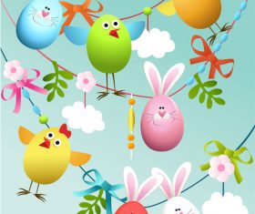 Funny egg with easter background vector