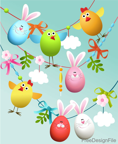 Funny egg with easter background vector
