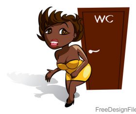 Funny people waiting near WC vector 01