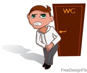Funny people waiting near WC vector 03
