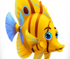 Funny tropical fish 3d cartoon vector