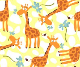 Giraffe cartoon seamless pattern vector