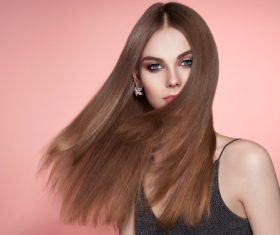 Girls with beautiful hair and makeup Stock Photo 01