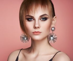 Girls with beautiful hair and makeup Stock Photo 02