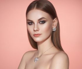 Girls with beautiful hair and makeup Stock Photo 06