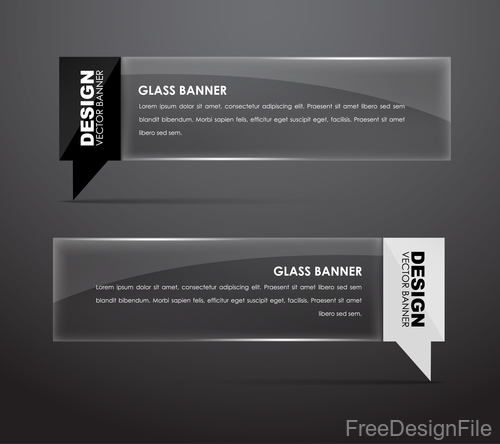 Glass banners transparent vector material