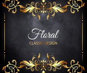 Gloden floral classic frame vector