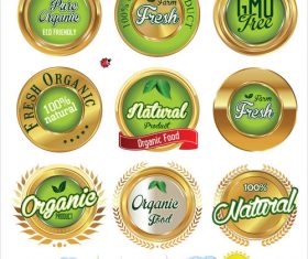 Gold and green ecology labels vector
