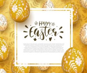 Golden easter background with easter egg vector