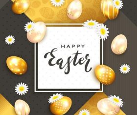 Golden egg with easter card vector
