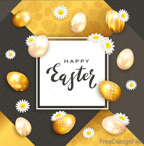 Golden egg with easter card vector