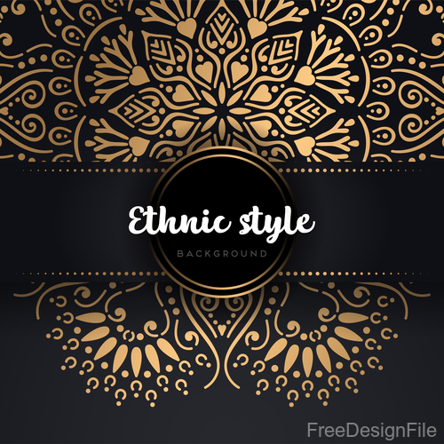 Golden ethnic sytle background vectors 01