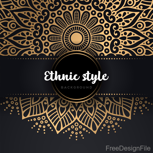 Golden ethnic sytle background vectors 02