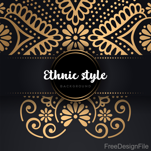 Golden ethnic sytle background vectors 03