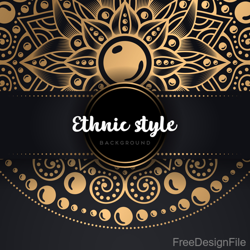 Golden ethnic sytle background vectors 04