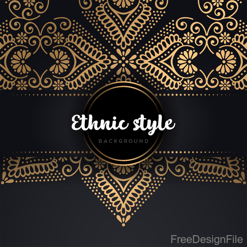 Golden ethnic sytle background vectors 06