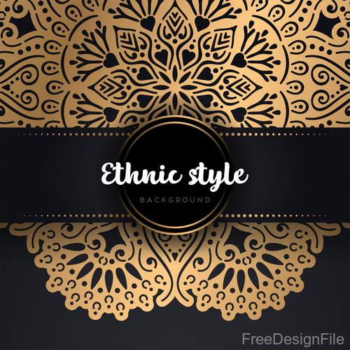 Golden ethnic sytle background vectors 07