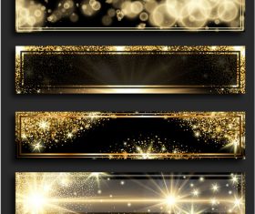 Golden light with black banners vector