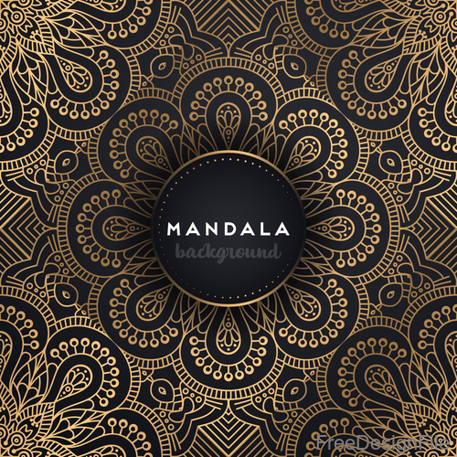 Golden mandala pattern decor background vector 01