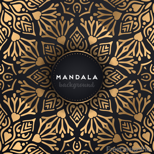 Golden mandala pattern decor background vector 02