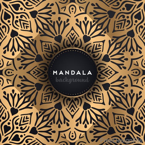 Golden mandala pattern decor background vector 03